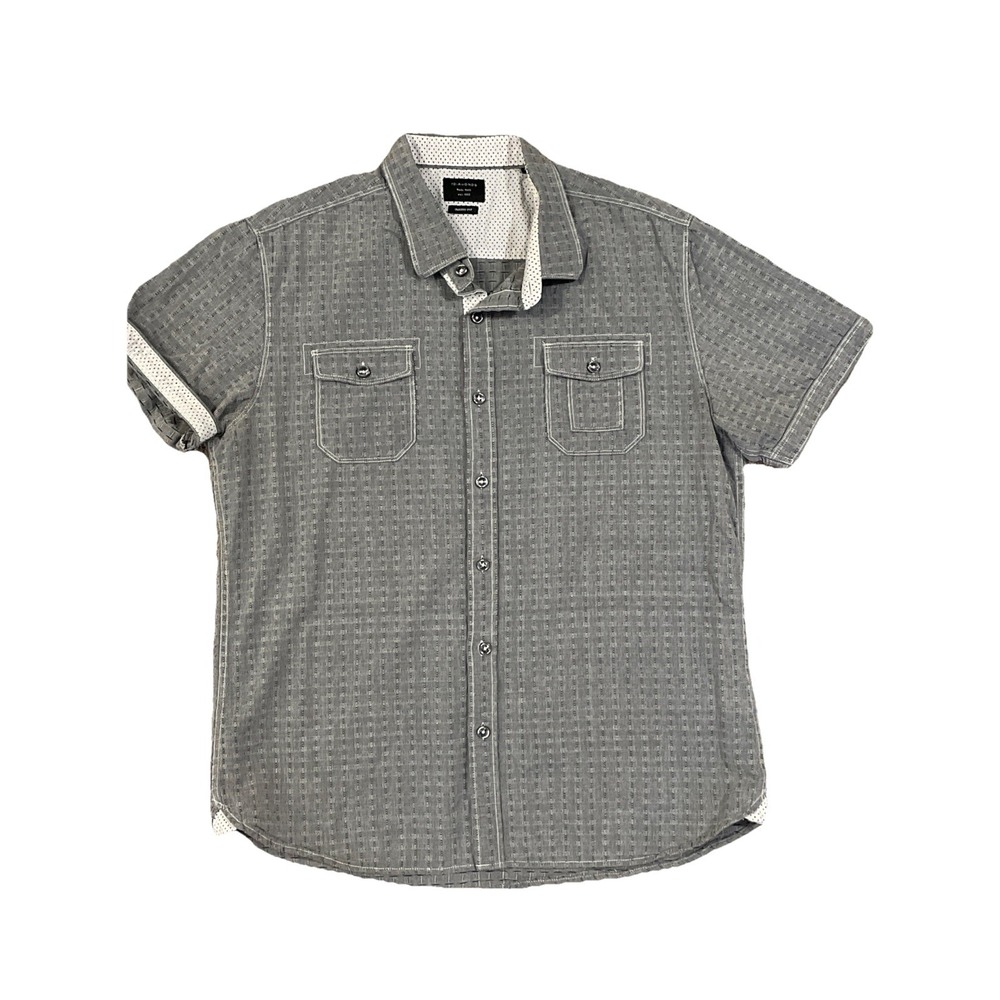 7 Diamonds Med Classic Fit‎ Men's Gray Short Sleeve Shirt